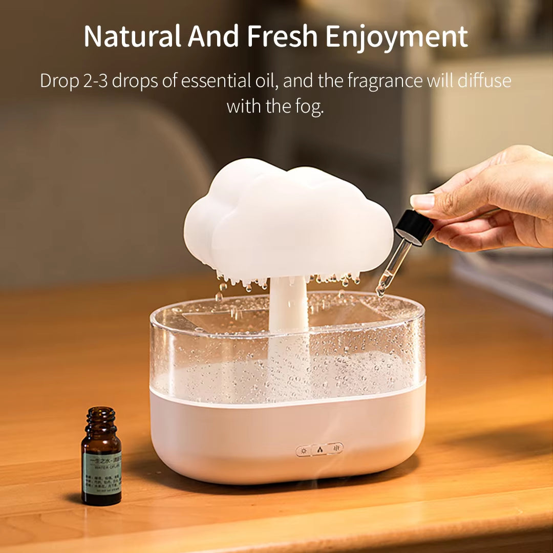 Rain Cloud Night Light Humidifier with Raining Water Drop Sound and 7 Color Led Light Essential Oil Diffuser Aromatherapy 200Ml