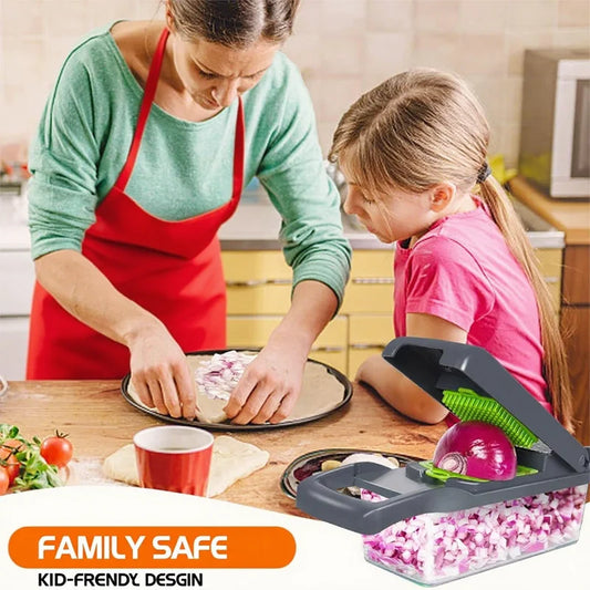 Household Multi-Function Chopper Slicing Shredding and Dicing Fast Chopper 14/16-Piece Set Chopper Is Suitable for the Kitchen